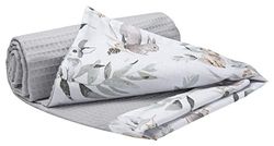 Medi Partners Coperta per Neonata Copertina Neonato per lettino - 100% Cotone 75x100cm naturale Blanket Neonati Invernale Estate Bifacciale Carrozzina Bambino (Cervo In Foglie Con Waffle Grigio)