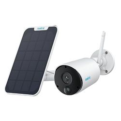 Reolink Solar Powered Security Camera Outdoor, Argus Eco + Solar Panel, Battery Operated CCTV Camera Wireless with 3MP Night Vision, AI Detection, 2-Way Audio, WiFi Security Camera Works with Alexa