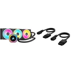 Corsair iCUE LINK H150i RGB Liquid CPU Cooler Bundle - 360mm AIO - Three QX120 RGB Fans - iCUE LINK System Hub - iCUE LINK Slim 200mm Straight/Slim 90° Cables - Black