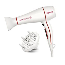 Girmi PH47 Asciugacapelli Professionale, 2100 Watt, 2 velocità, 3 temperature, Ioni, Motore AC, Bianco.