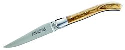 Pataud Fontenille Laguiole XS, Acciaio 12C27, Legno d'ulivo, Custodia in Pelle, Coltello Tascabile, Multicolore, Taglia Unica
