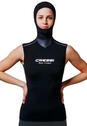Cressi Base Layer Hood Vest Lady 2.5-5mm sous-Combinaison avec Capuche intégrée Women's, Noir, L