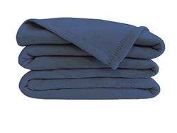 POYET MOTTE Fleece Blanket, Polyester, Marine, Individual