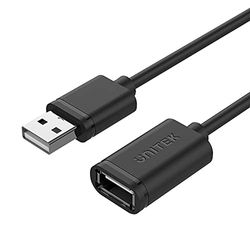 UNITEK Y-C417GBK - Cable de extensión USB 2.0 A macho a USB A hembra de 3 metros, extensión negra para impresora, teclado, lector de tarjetas, etc