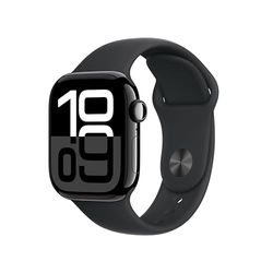 Apple Watch Series 10 GPS + Cellular Smartwatch con Caja de Aluminio Negro Brillante de 42 mm y Correa Deportiva Negro - Talla S/M. Monitor de entreno, App ECG, Pantalla Retina Siempre Activa
