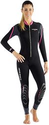 Cressi Lei Monopiece Wetsuit 2.5mm - Muta Monopezzo per snorkeling, nuoto e sport acquatici, in Neoprene Ultra Stretch 2.5mm, per Donna, Nero/Grigio/Rosa, XL