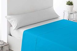 Miracle Home. Sábana encimera Suave y cómoda, 100% Microfibra cepillada, sin Arrugas y Anti-Peeling. 210X270. Cama 135. Turquesa
