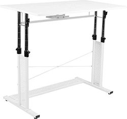 Flash Furniture Altura Ajustable (27.2-35.7 Pulgadas de Alto) Escritorio de Oficina en casa, Metal, Blanco, 39.2 Pulgadas de Ancho x 23.7 Pulgadas de Profundidad x
