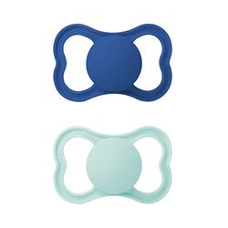 MAM Air Ciuccio in Set da 2, in Silicone Skinsoft con Custodia Porta Succhietto, 16+ Mesi, Azzurro