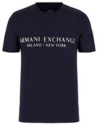 Armani Exchange Heren Short Sleeve Milan New York Logo Crew Neck T-Shirt, navy, M