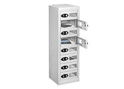 8 Vision Panel Door Tablet Charging LOW Locker, White, Combination Lock