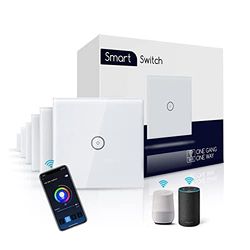 Interruttore di luce touch e Wifi intelligente, semplice, unidirezionale, colore bianco, compatibile con Alexa e Google Home (Unidirezionale - Touch - WIFI)