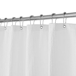 Barossa Design Tenda da doccia bianca a nido d'ape, di alta qualità, in tessuto piqué, idrorepellente e lavabile in lavatrice, dimensioni standard 182,9 x 182,9 cm