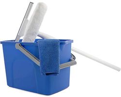 Unger Kit de démarrage de Lavage de fenêtre avec combiné Microfibre 2 en 1, pôle Pliable, Chiffon en Microfibre et Seau
