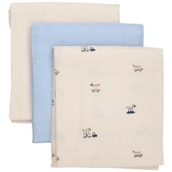 Pippi Pack of 3 Unisex Baby Cloth Nappies/Burp Cloth/Muslin Nappies, 70 x 70 cm