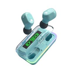 MUSIC HERO Auriculares TWS inalámbricos con Estuche de Carga, Pantalla LCD, micrófono Incorporado, música y Llamadas Durante 3 Horas, Controles táctiles, Azul