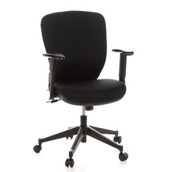 HJH Office 653620 Sedia da ufficio/Sedia girevole TRAFFIC 20 tessuto nero, sedile ergonomico, braccioli ribaltabili, regolabile in altezza, eccanismo sincronizzato, massimo comfort