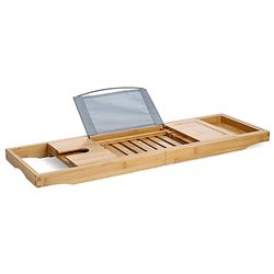 Zeller 13619 Plateau de Baignoire en Bambou/métal/Plastique 70-105 x 22 x 4/15,5 cm