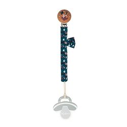 KALOO - K'doux Attache-Tétine en Tissu et Bois FSC Bi-Matière Coton Doux Mousseline Attache-Sucette pour Bébé 16,5 cm Motif Nature Dès La Naissance, K216003