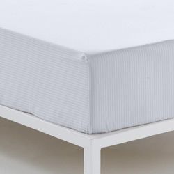 Sabana Bajera verstelbare satijnen kleur blanco efecto listado. Cama de 180 (hoogte 35 cm)