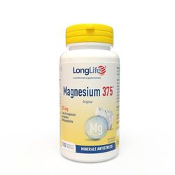 LongLife Magnesium 375® | 5 sali di magnesio | Alto dosaggio | Integratore magnesio antistress | 100 tavolette | Oltre 3 mesi di trattamento | Vegano e senza glutine