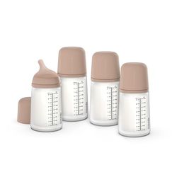 Suavinex, Pack 4 Biberón Anticólico Zero Zero 270 ml con Tetina de Flujo Medio (M) de Silicona, Bebés +3 Meses, Leche Materna, de Fórmula y Líquidos Densidad Media, Compatible Lactancia, Medium