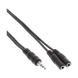 InLine 1m Stereo Audio Cable, 3.5mm Jack Plug to 2x 3.5mm Jack Socket, Compatible with Music Player, Tablet, Smartphone, etc.