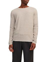 JACK & JONES Jjegreg Knit Crew Neck Sn, Crockery/Detail: met Cloud Dancer, L