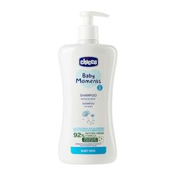 Chicco Baby Moments Shampoo Senza Lacrime, Shampoo Per Bambini Senza Parabeni, Non Irrita Gli Occhi, Ingredienti Di Origine Naturale, Prorietà Idratanti Ed Emolienti, Formato da 500 ml, 0+ Mesi,