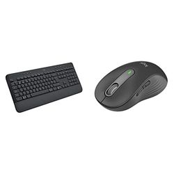 Logitech Signature K650 Wireless Keyboard with Wrist Rest, Full-Size, BLE Bluetooth or Logi Bolt USB - Grey & Signature M650 L Full Size Wireless Mouse - Grey