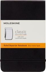 Moleskine Classic Ruled Paper Notebook - Soft Cover and Elastic ClosureJournal, Black, Pocket 9 x 14 A6, 192 Pages