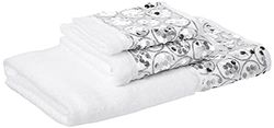 Popular Bath Sinatra Modern Bathroom Towel Set 3 Piece Hand and Wash Towel Luxury Contemporary Decor Bling Bath Towel Sets Soft, Plush and Highly Absorbent, White