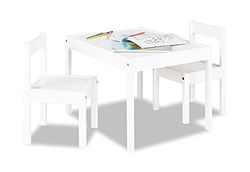 PINOLINO Grupo de Asientos Infantiles 'Sina', 3 piezas, de madera, 2 sillas y 1 mesa, para niños a partir de 2 años, lacado en blanco
