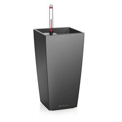 Lechuza Lechuza MA x I-CUBI Pot de Fleurs avec système d'arrosage, Plastique, Anthracite métallisé, 14 x 14 x 26 cm