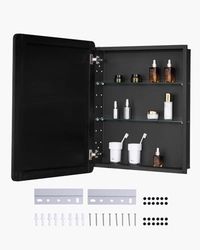 VEVOR Armoire à Pharmacie, 610 x 762 mm, Placard de Rangement de Salle de Bain pour médicaments, avec Miroir, Cadre en Aluminium et étagères réglables à 2 Couches, Installation encastrée et Murale