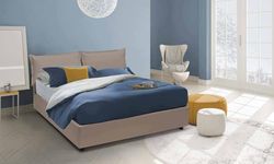 Talamo Italia - Lit double Fatima, lit coffre en éco-cuir, ouverture frontale, matelas 140x200 cm inclus, 100% Made in Italy, Gris tourterelle