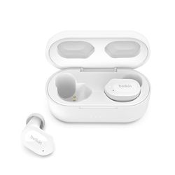 Belkin SOUNDFORM Play Auricolari wireless, Bluetooth 3 preselezioni dell’equalizzatore, Resistenti a sudore e schizzi IPX5, 38 ore riproduzione per iPhone, Galaxy, Pixel, Bianco,19-43",120°,AUC005btWH