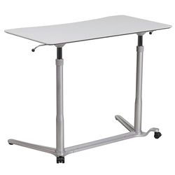 Flash Furniture Sit - Escritorio ergonómico para computadora, Metal, Gris Claro, Juego de 1