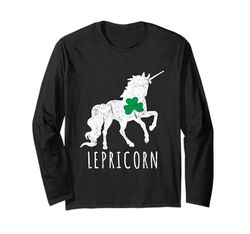 Lepricornio Trébol Verde Divertido Leprechaun Unicornio Manga Larga