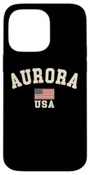 Vintage Aurora USA American Flag Colorado Souvenir Retro Case for iPhone 14 Pro Max