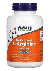 Now Foods, Double Strength L-Arginine, 1000 mg, 120 tabletas veganas, aminoácidos