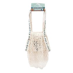 Feel Natural - Bolsa de malla de compras de algodón natural resistente, reutilizable, malla extensible, asa larga, soporte para hombro cómodo