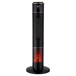 SHX SHX20HSKE2002F - Calefactor cerámico con efecto de fuego de chimenea (2000 W, 3 niveles de potencia, oscilación, función de temporizador, pantalla LED, protección antivuelco