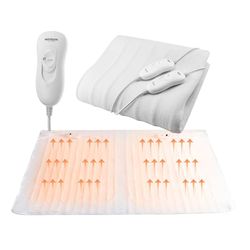 Protège-matelas électrique double – Couverture électrique 160 x 140 cm avec chauffe-lit électrique, 2 niveaux de température, en polyester de luxe, compatible à mémoire de forme, sécurité
