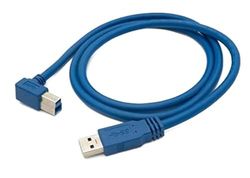 SYSTEM-S Cable USB 3.0 de 6 pies tipo B macho a tipo A macho, ángulo en color azul