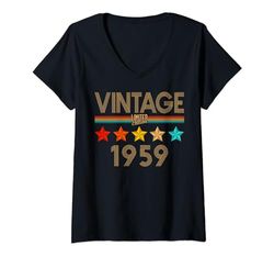 Mujer Decoraciones vintage de 65 cumpleaños vintage 1959 65 cumpleaños Camiseta Cuello V