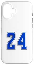 Blue Royal Number 24 Team Junior Sports Numbered Uniform Case for iPhone 16