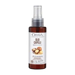 Omia, Olio Capelli Eco Bio con Olio di Macadamia, Per Capelli Danneggiati, Azione Riparatrice e Ristrutturante, Senza Siliconi, Dermatologicamente Testato - Flacone da 100 ml