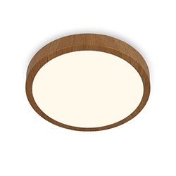 BRILONER -plafondlamp LED, plafondlamp hout, warm wit licht, opbouwlamp, opbouwlamp, houtlook, Ø380x50 mm