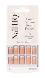 Nail HQ Long Square Pearly French Nails